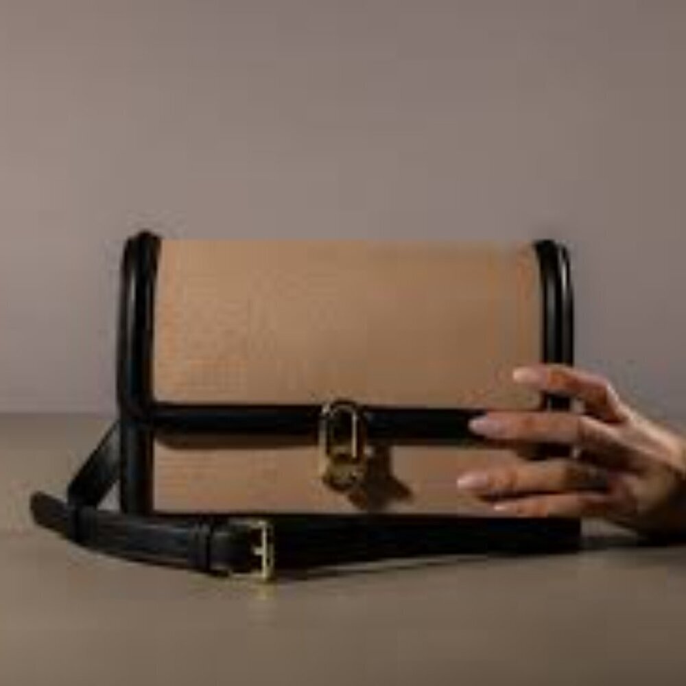 NWT- JULES KAE X ANTHROPOLOGIE MIA  BAG BLUSH LIZARD/BLACK - Picture 3 of 9